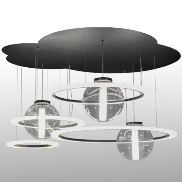 8675753 | 84" Wide Saturn Rings LED Cascading Pendant